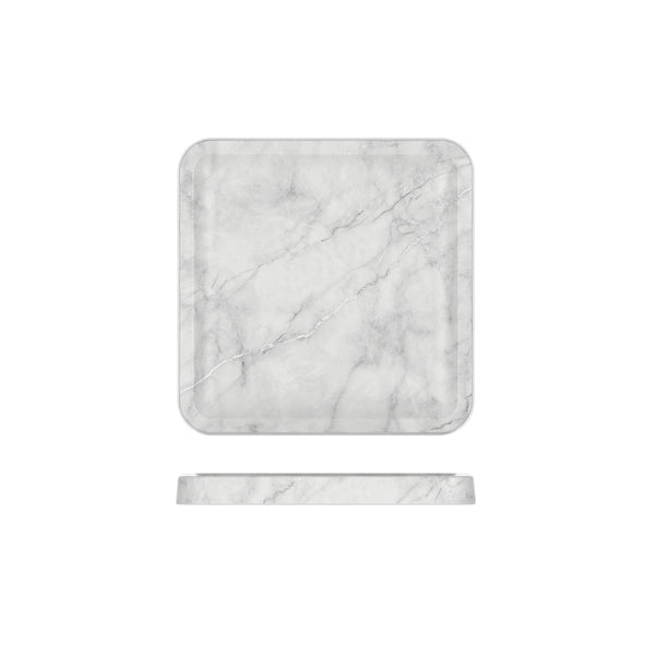 White Marble Agra Melamine Tray 23 x 23cm