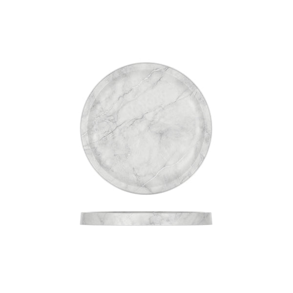 White Marble Agra Melamine Round Tray 23cm