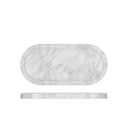 White Marble Agra Melamine Oval Tray 32 x 15cm