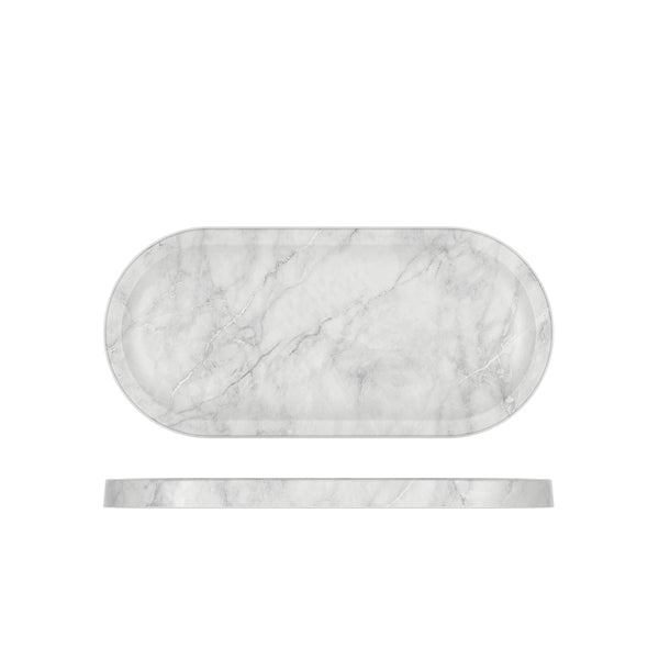 White Marble Agra Melamine Oval Tray 32 x 15cm