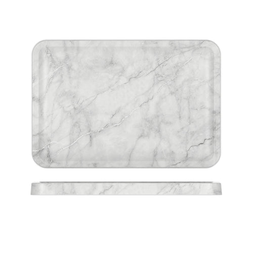 White Marble Agra Melamine Tray 34 x 23cm