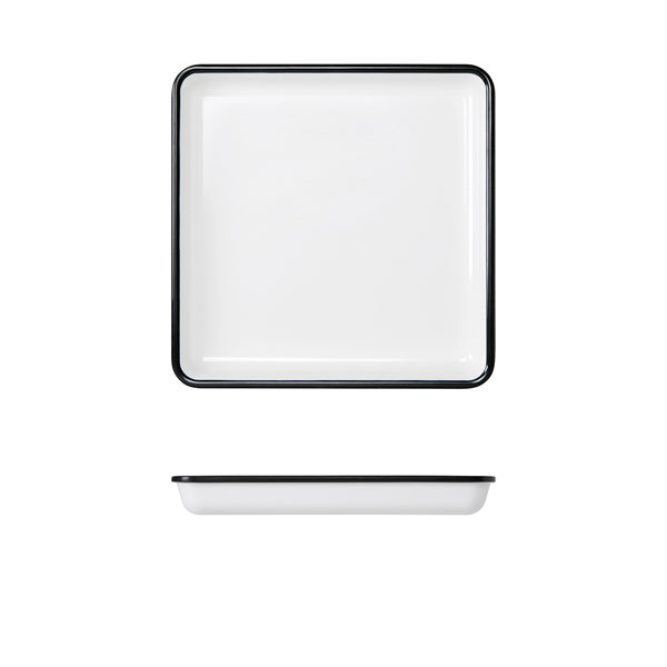 Black/White Melamine Athens Square Tray 25cm