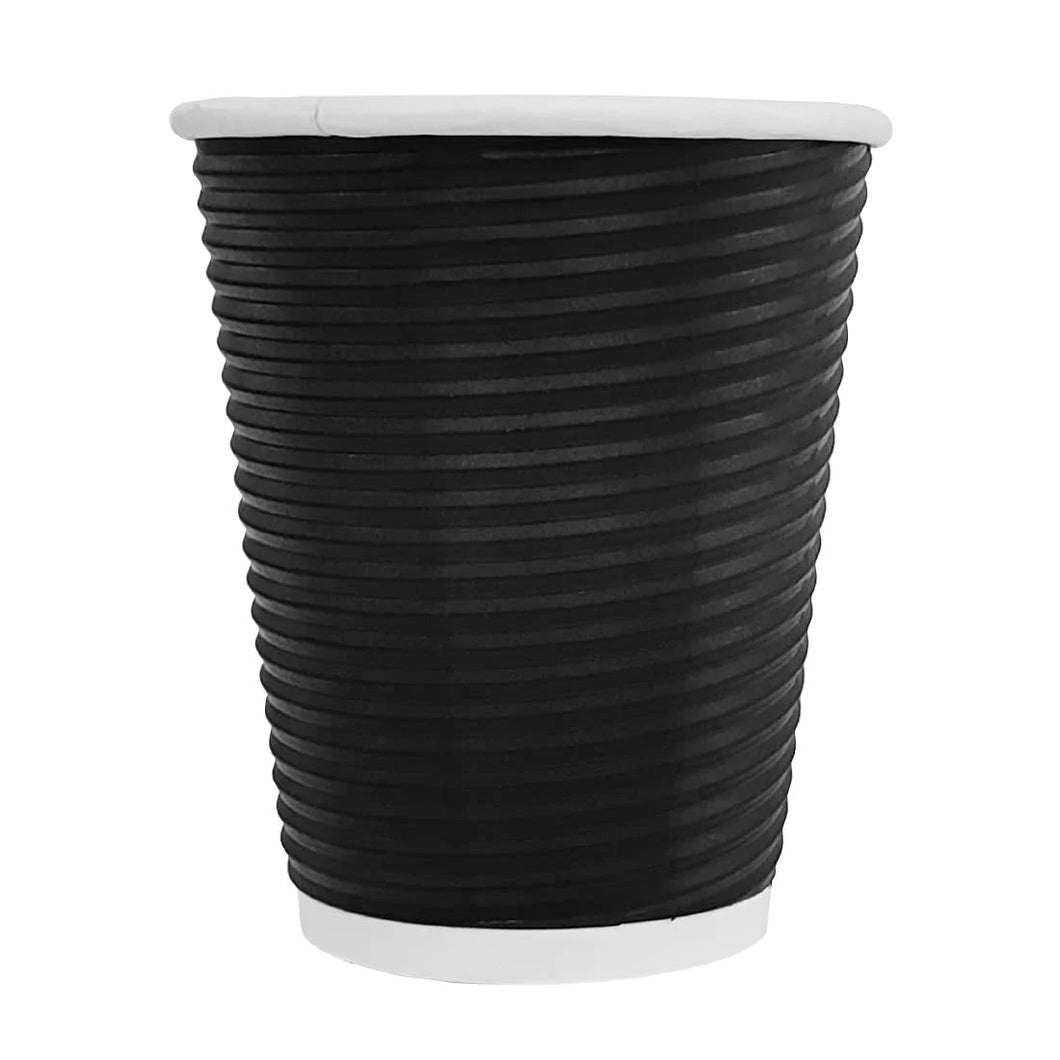 Fiesta Recyclable Coffee Cups Ripple Wall Black 340ml / 12oz (Pack of 500)