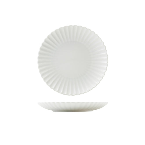 Incise Porcelain Scalloped Coupe Plate 20cm - Qty 6