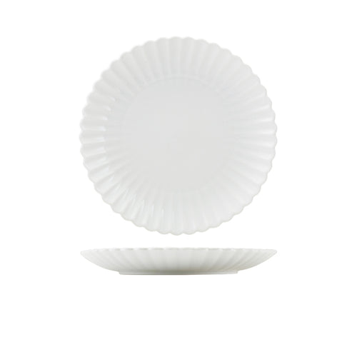 Incise Porcelain Scalloped Coupe Plate 26cm - Qty 6