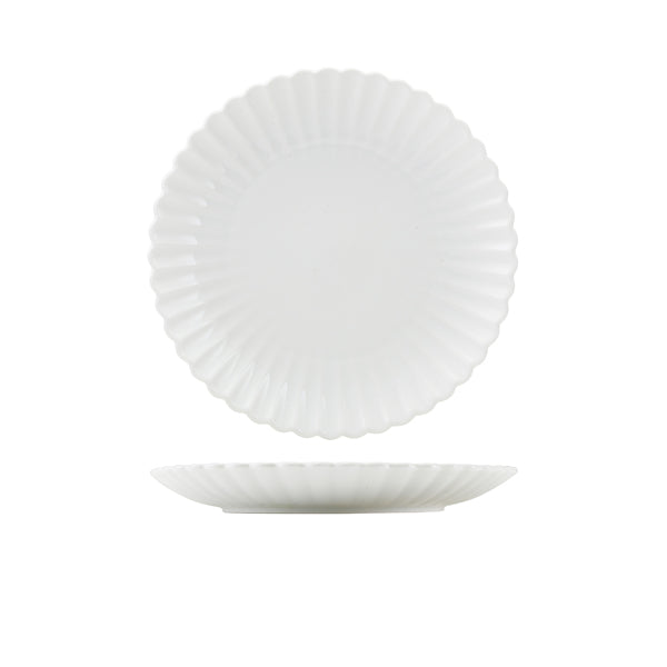 Incise Porcelain Scalloped Coupe Plate 26cm - Qty 6