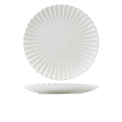 Incise Porcelain Scalloped Coupe Plate 30cm - Qty 6
