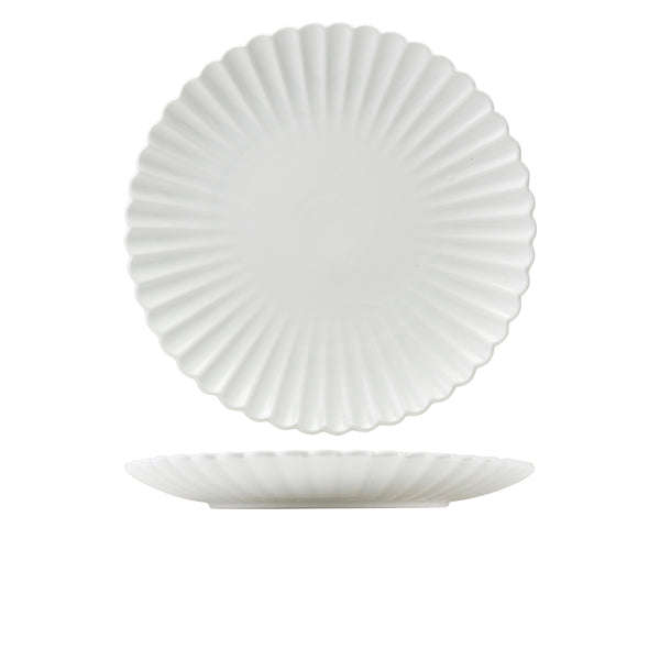 Incise Porcelain Scalloped Coupe Plate 30cm - Qty 6