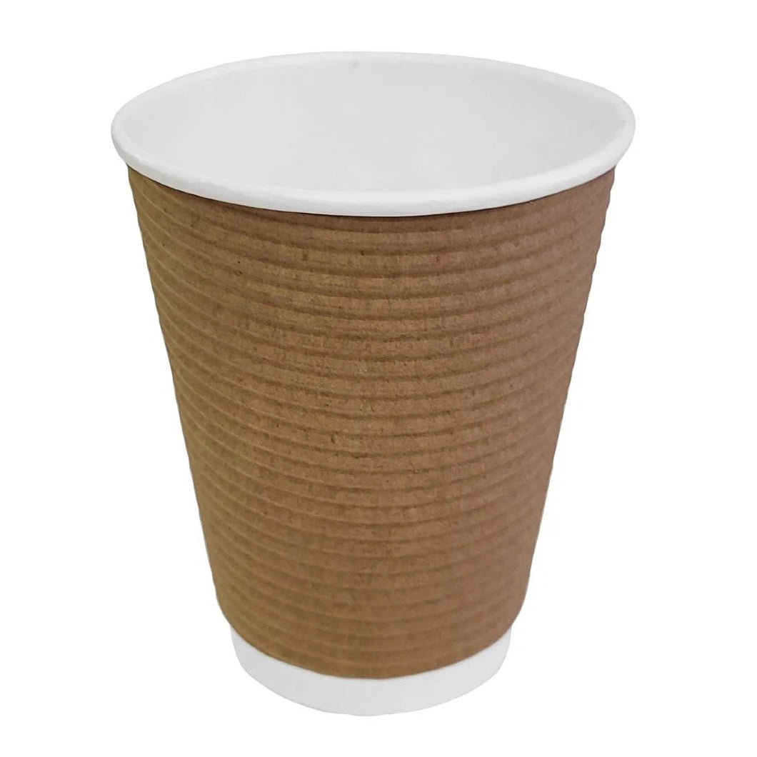 Fiesta Recyclable Coffee Cups Ripple Wall Kraft 340ml / 12oz (Pack of 500)