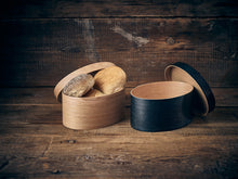 Light Wood Veneer Oval Bread Box