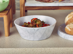 White Marble Agra Melamine Bowl 12.7 x 4.5cm- QTY 24