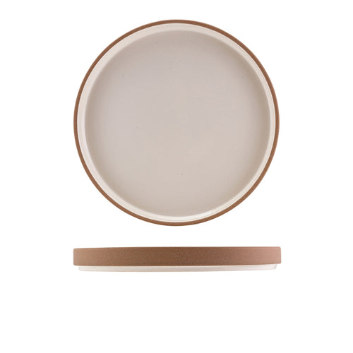 GenWare Kava White Stoneware Raw Wall Presentation Plate 25cm - Qty 6