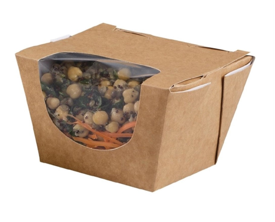 Zest Compostable Kraft Deep Salad Boxes 900ml / 32oz