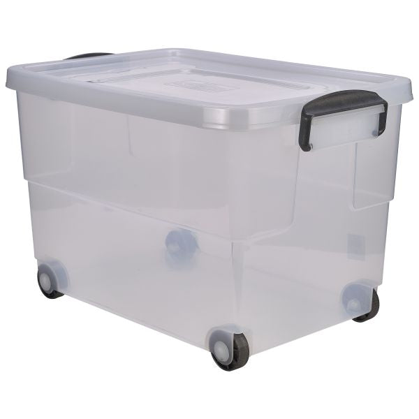 Storage Box 60L W/ Clip Handles On Wheels