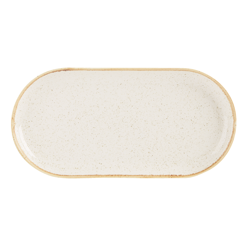Oatmeal Narrow Oval Plate 30cm