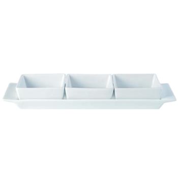 Square Shaped Set of 3 Bowls & Tray 29x9cm/11.5''x3.5''