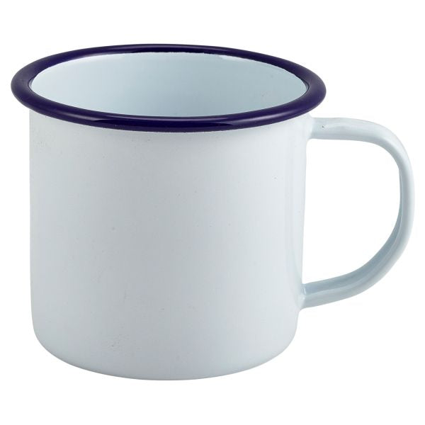Enamel Mug White with Blue Rim 36cl/12.5oz