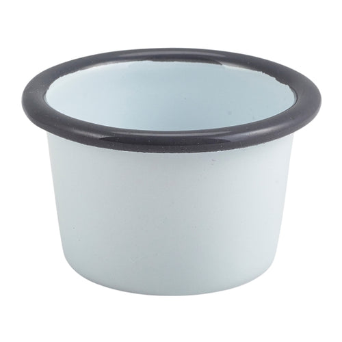 Enamel Ramekin White with Grey Rim 7cm Dia 90ml/3.2oz