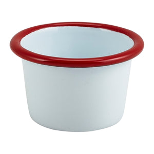 Enamel Ramekin White with Red Rim 7cm Dia 90ml/3.2oz