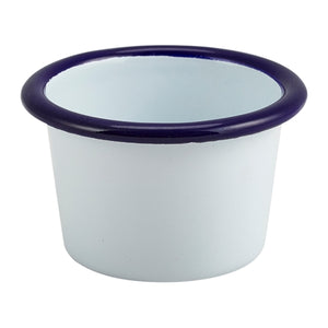 Enamel Ramekin White with Blue Rim 7cm Dia 90ml/3.2oz