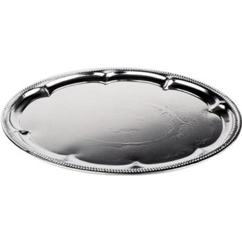 Embossed Oval Tray, Chrome Plated, Rolled Edge 46x34cm
