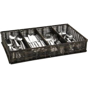 Poly Rattan Cutlery Basket Black