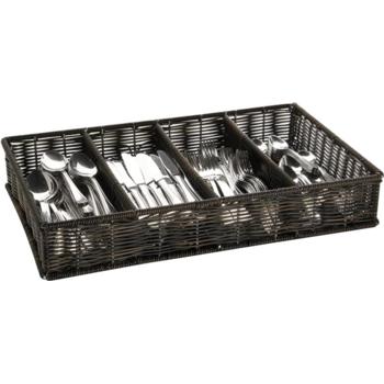 Poly Rattan Cutlery Basket Black