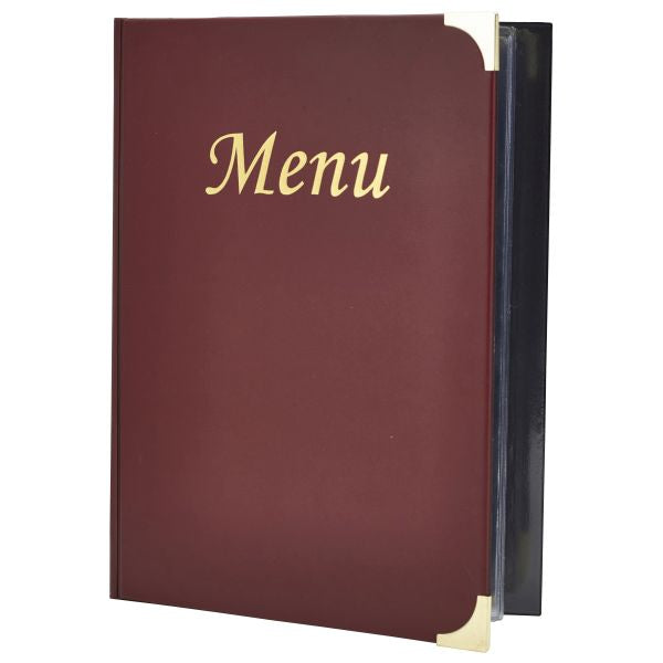 A5 Menu Holder Wine Red 8 Pages