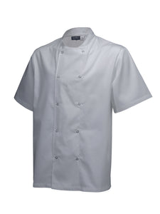 Coolback Press Stud Jacket (Short Sleeve) White - Available in sizes XS-XXL