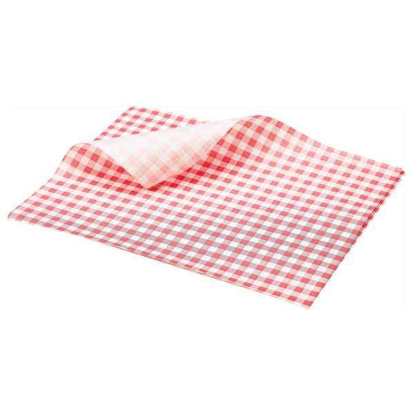 Greaseproof Paper Red Gingham Print 25 x 20cm