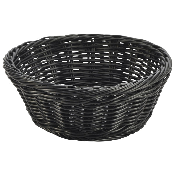 Black Round Polywicker Basket 21Dia x 8cm