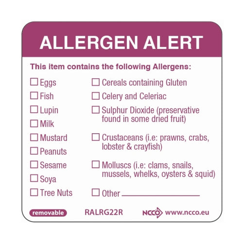 50X50mm Removable Allergen Label (500)