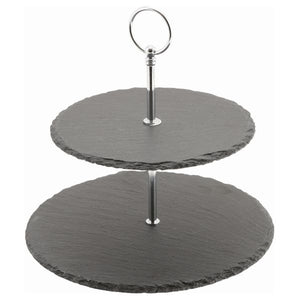 Genware Slate 2-Tier Cake Stand 20/25cm