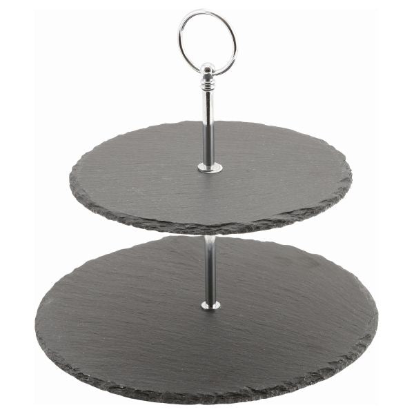 Genware Slate 2-Tier Cake Stand 20/25cm