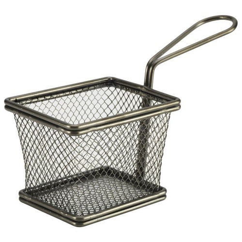 Black Serving Fry Basket Rectangular 10 x 8 x 7.5cm