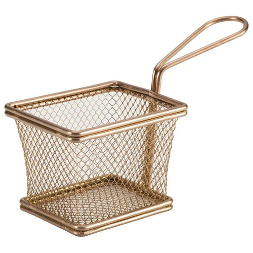 Copper Serving Fry Basket Rectangular 10 x 8 x 7.5cm