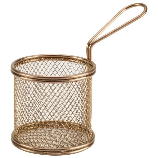 Copper Serving Fry Basket Round 9.3 x 9cm