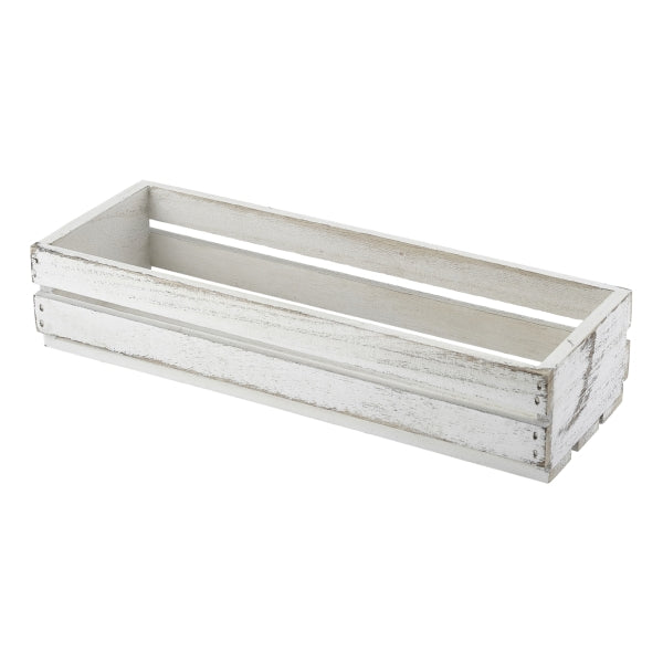 Wooden Crate White Wash Finish 34 x 12 x 7cm