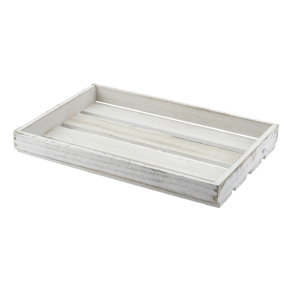 Wooden Crate White Wash Finish 35 x 23 x 4cm