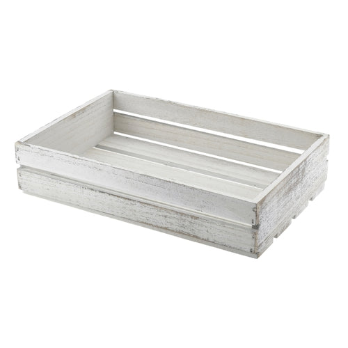 Wooden Crate White Wash Finish 35 x 23 x 8cm