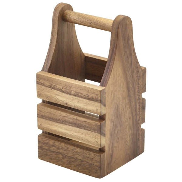 Acacia Wood Cutlery Holder 10 x 10 x 20cm