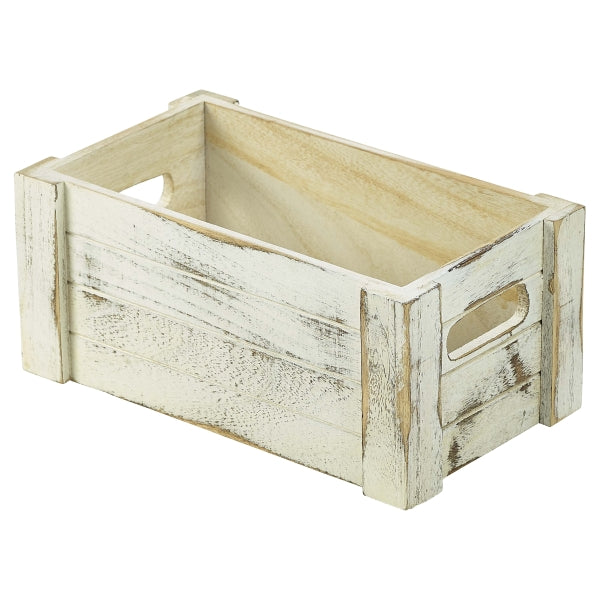Wooden Crate White Wash Finish 27 x 16 x 12cm