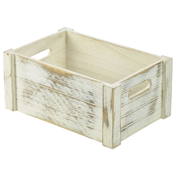 Wooden Crate White Wash Finish 34 x 23 x 15cm