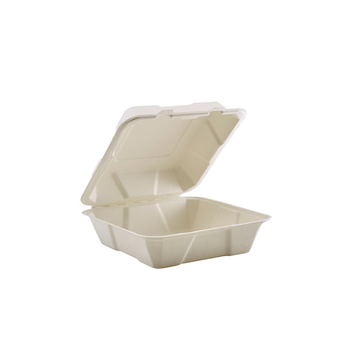 GenWare Compostable Bagasse Hinged Food Container 20.5cm / 8