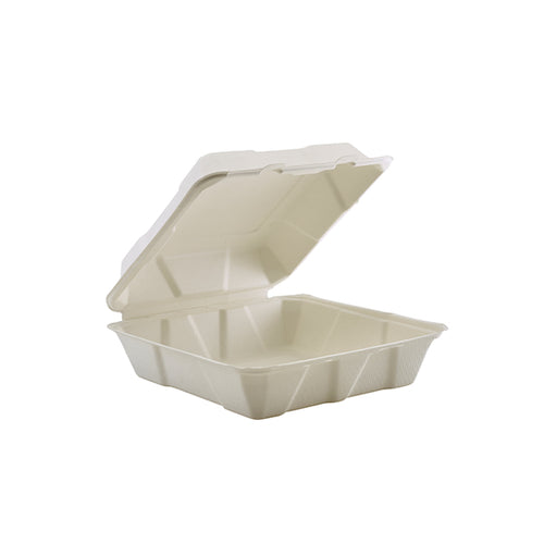 GenWare Compostable Bagasse Hinged Food Container 23cm / 9