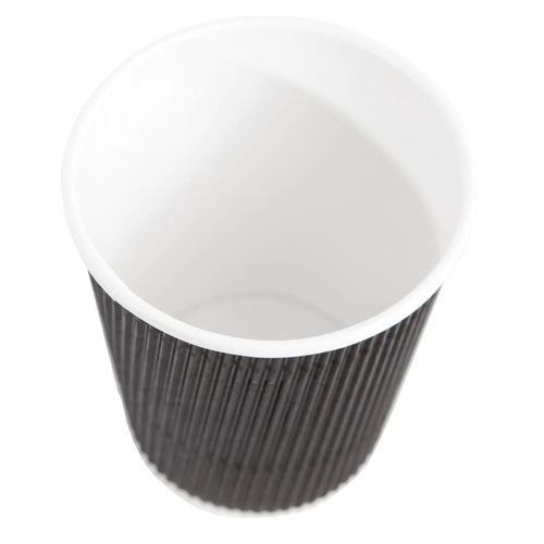 Fiesta Recyclable Coffee Cups Ripple Wall Black 225ml / 8oz  (Pack of 500)