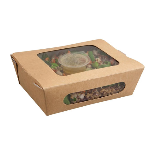 Colpac Recyclable Kraft Tuck-Top Salad Boxes With Window 825ml / 29oz  (Pack of 250)