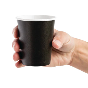 Fiesta Recyclable Coffee Cups Single Wall Black 225ml / 8oz  (Pack Of 1000)