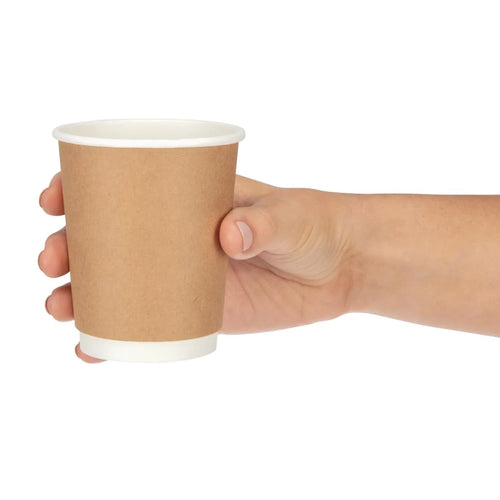 Fiesta Recyclable Coffee Cups Double Wall Kraft 225ml / 8oz (Pack of 500)