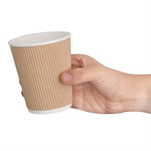 Fiesta Recyclable Coffee Cups Ripple Wall Kraft 225ml / 8oz  (Pack Of 500)